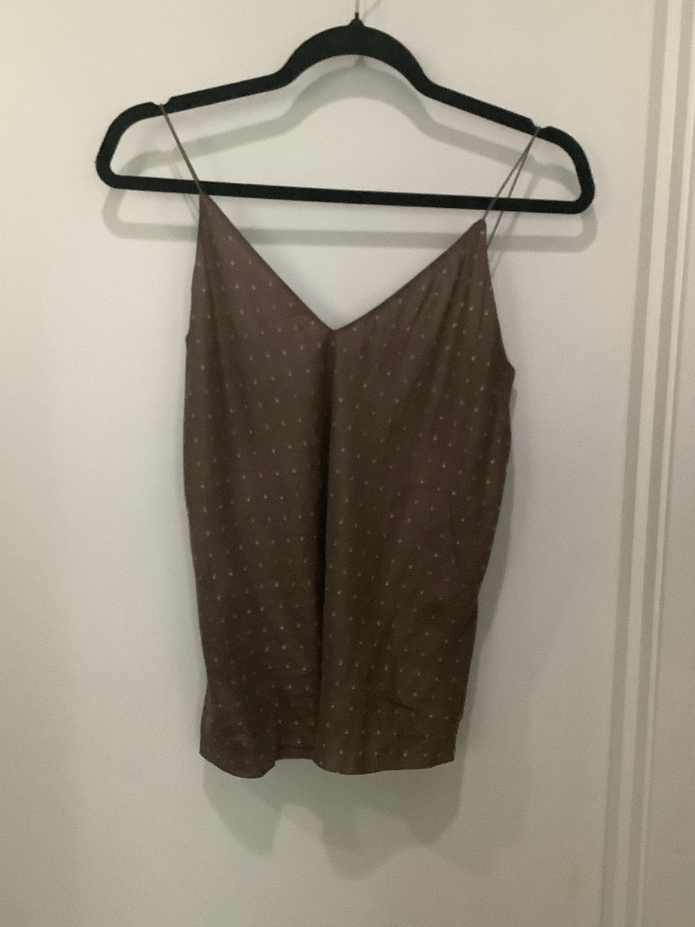 Theory Brown Polka Dot Satin Cami
